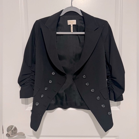 Vintage Laundry by Shelli Segal Black Rugged 3/4 Sleeve Women's Stretch Blazer - Picture 2 of 9